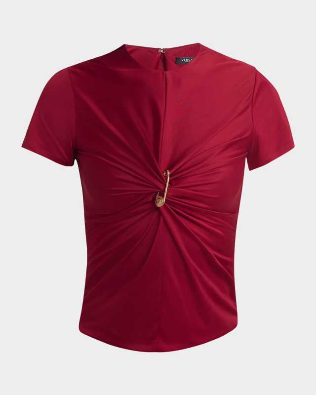 Twisted Safety-Pin Responsible Liquid Jersey Blouse